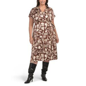 ESTELLE Print Plus Solana Faux Wrap Dress